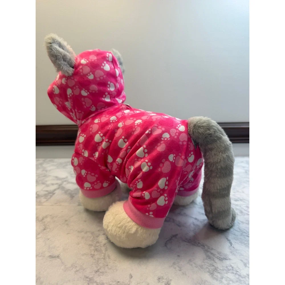 Build A Bear Promise Pets Grey White Cat Heterochromia Blue Yellow Eyes Pink PJs